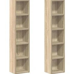 vidaXL Cd-kasten 2 st 21x16x93,5 spaanplaat sonoma eikenkleurig
