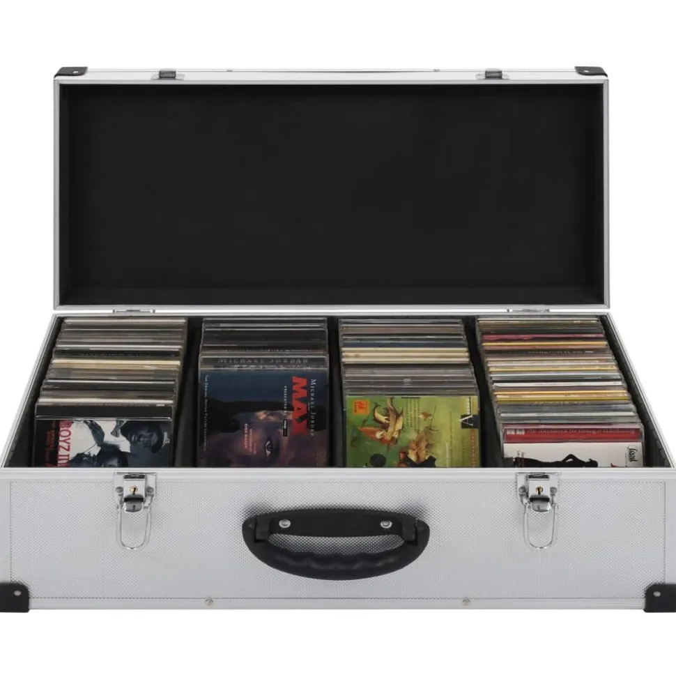 vidaXL Cd-koffer voor 80 cd's aluminium ABS zilverkleurig