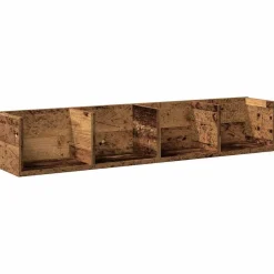 vidaXL Cd-wandschap 100x18x18 cm bewerkt hout oud houtkleurig
