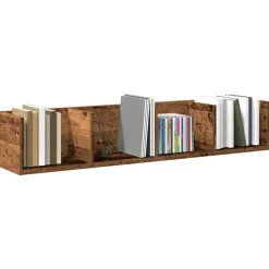 vidaXL Cd-wandschap 100x18x18 cm bewerkt hout oud houtkleurig