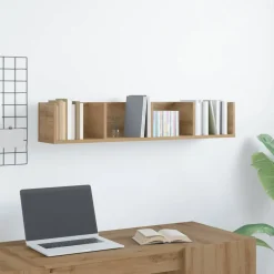 vidaXL CD-wandschap 100x18x18 cm bewerkt hout artisanaal eikenkleurig
