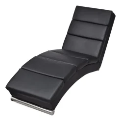 vidaXL Chaise longue kunstleer zwart