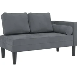 vidaXL Chaise longue met kussens fluweel donkergrijs