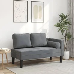 vidaXL Chaise longue met kussens fluweel donkergrijs