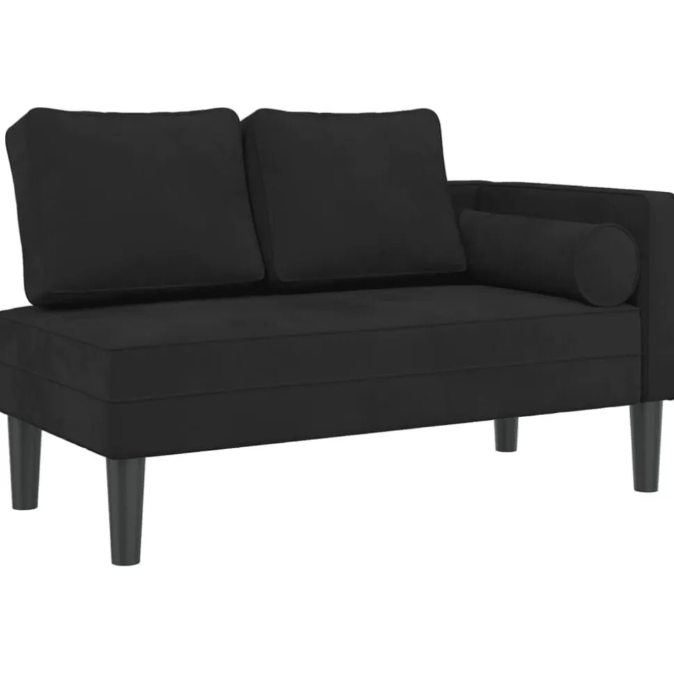 vidaXL Chaise longue met kussens fluweel zwart