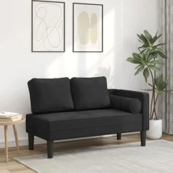 vidaXL Chaise longue met kussens fluweel zwart