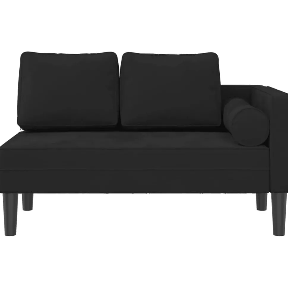 vidaXL Chaise longue met kussens fluweel zwart