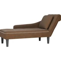 vidaXL Chaise longue met kussen en rechterarmleuning kunstleer bruin