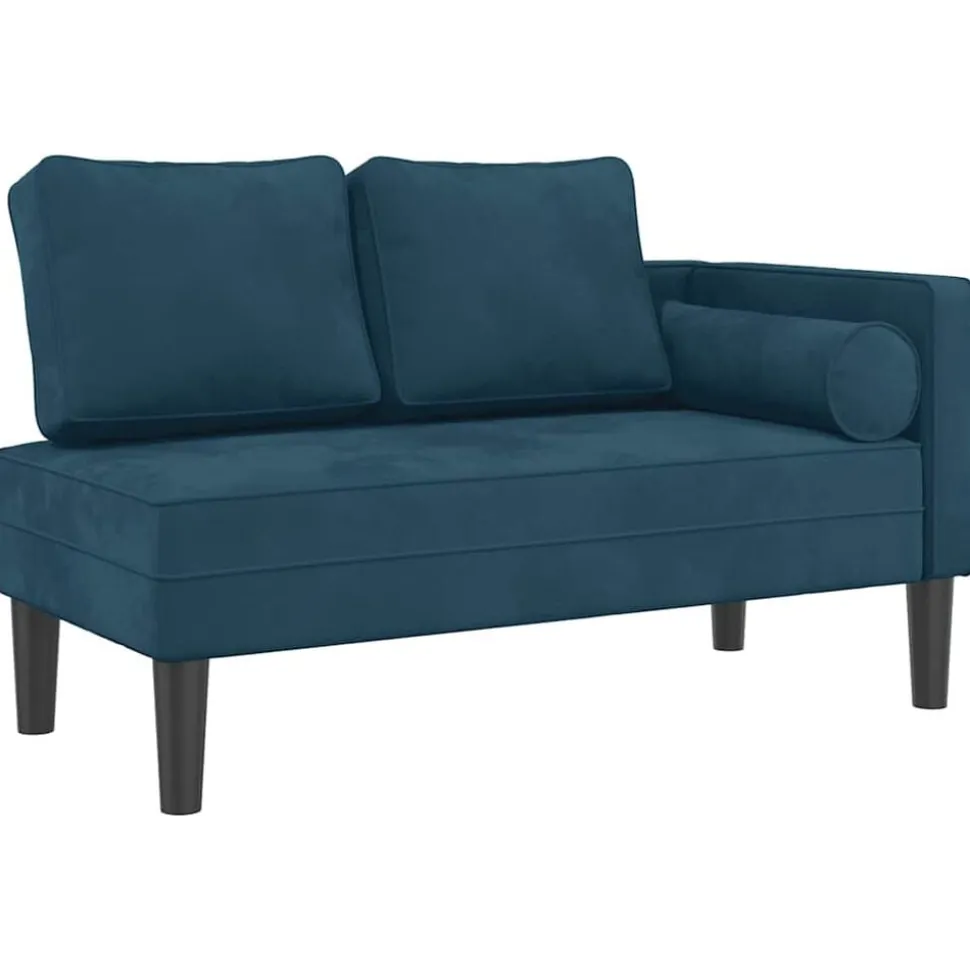 vidaXL Chaise longue met kussens fluweel blauw