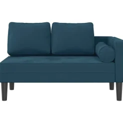 vidaXL Chaise longue met kussens fluweel blauw