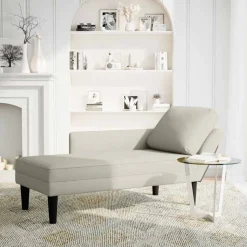 vidaXL Chaise longue met kussen&rechterarmleuning fluweel crèmekleurig