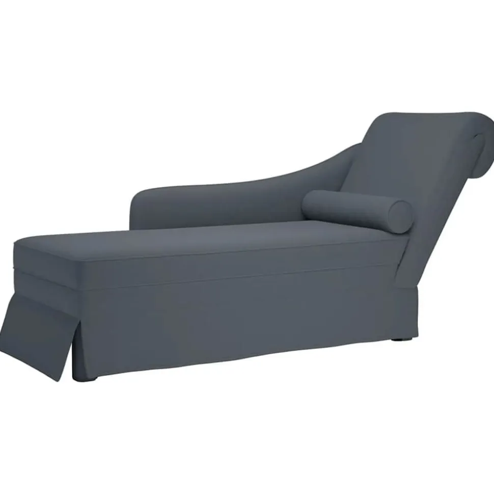 vidaXL Chaise longue met bolster&rechterarmleuning fluweel donkergrijs