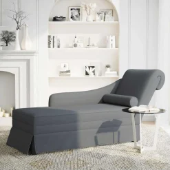 vidaXL Chaise longue met bolster&rechterarmleuning fluweel donkergrijs