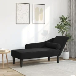 vidaXL Chaise longue met kussens fluweel zwart