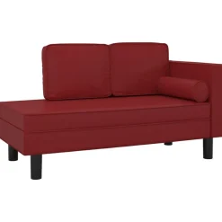 vidaXL Chaise longue met kussens en bolster kunstleer wijnrood