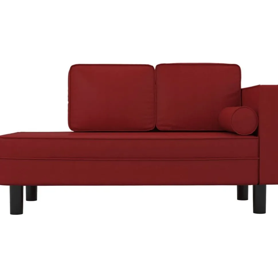 vidaXL Chaise longue met kussens en bolster kunstleer wijnrood