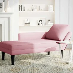 vidaXL Chaise longue met kussen en rechterarmleuning fluweel roze
