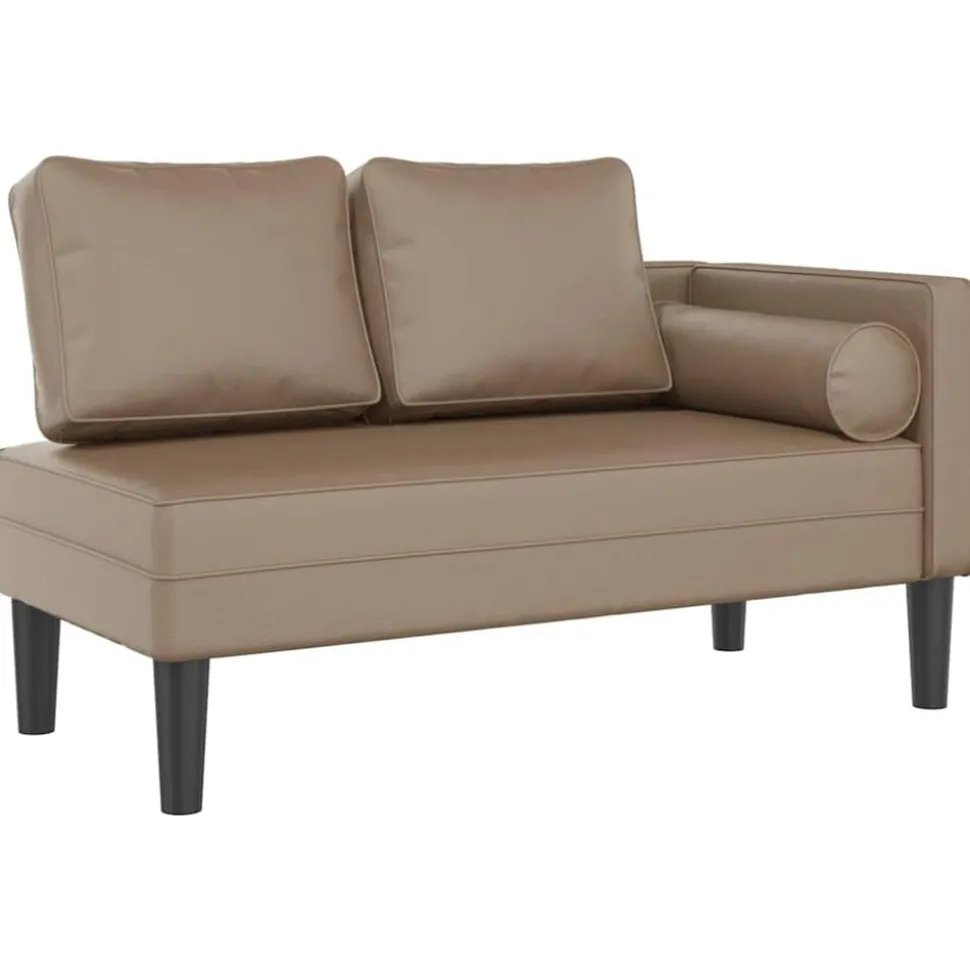 vidaXL Chaise longue met kussens kunstleer cappuccino