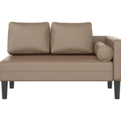 vidaXL Chaise longue met kussens kunstleer cappuccino