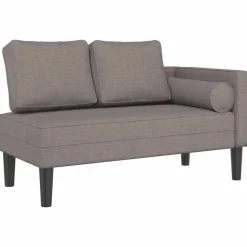 vidaXL Chaise longue met kussens stof taupe