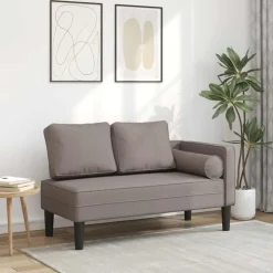 vidaXL Chaise longue met kussens stof taupe