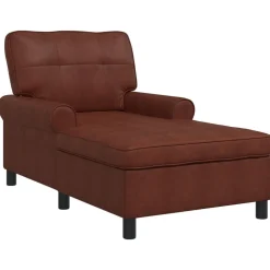 vidaXL Chaise Lounge Glanzend Bruin 91 x 157 x 91 cm Nep Leer