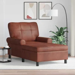 vidaXL Chaise Lounge Glanzend Bruin 91 x 157 x 91 cm Nep Leer