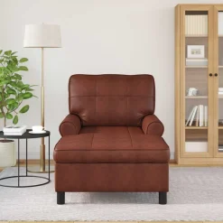 vidaXL Chaise Lounge Glanzend Bruin 91 x 157 x 91 cm Nep Leer