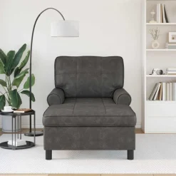 vidaXL Chaise Lounge met kussen Zwart 91 x 157 x 91 cm Nep Leer