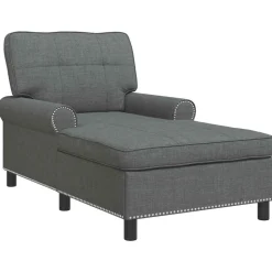 vidaXL Chaise Lounge met kussen Donkergrijs 91 x 157 x 91 cm Stof