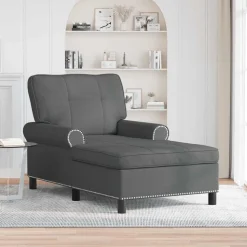 vidaXL Chaise Lounge met kussen Donkergrijs 91 x 157 x 91 cm Stof