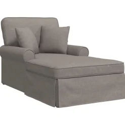 vidaXL Chaise Lounge met Rok met kussen met kussen 3 pcs Taupe Stof