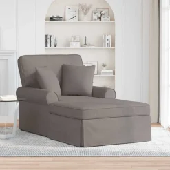 vidaXL Chaise Lounge met Rok met kussen met kussen 3 pcs Taupe Stof