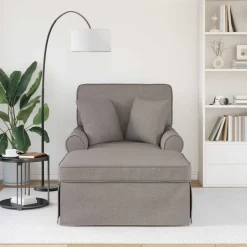 vidaXL Chaise Lounge met Rok met kussen met kussen 3 pcs Taupe Stof