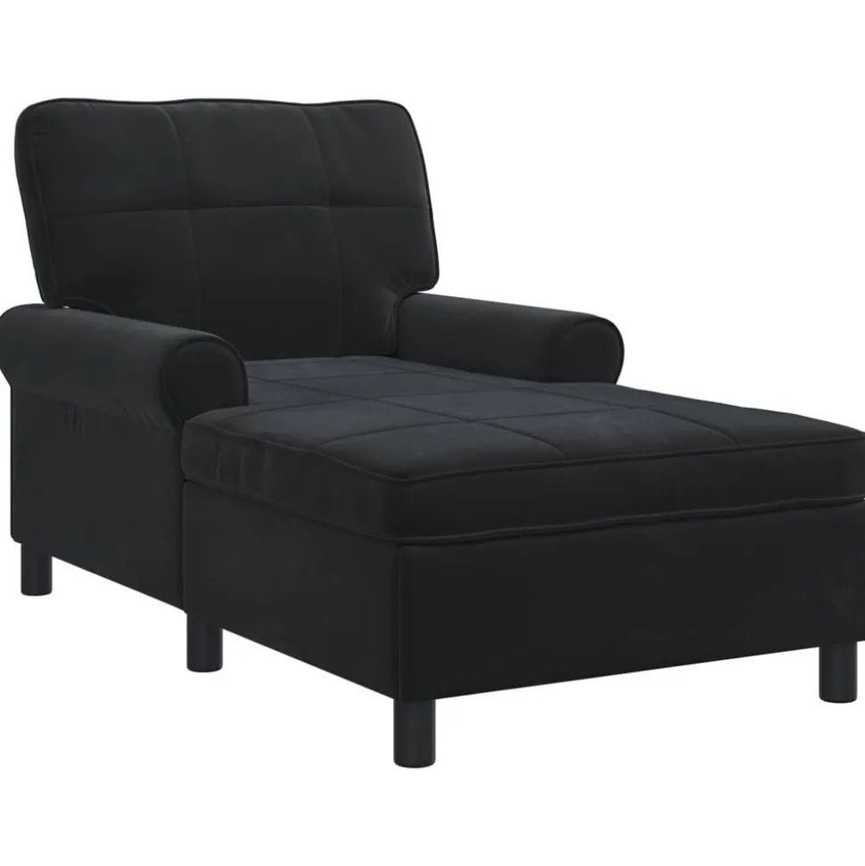 vidaXL Chaise Lounge met kussen Zwart 91 x 157 x 91 cm Fluweel