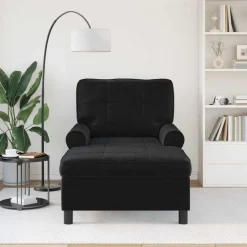 vidaXL Chaise Lounge met kussen Zwart 91 x 157 x 91 cm Fluweel
