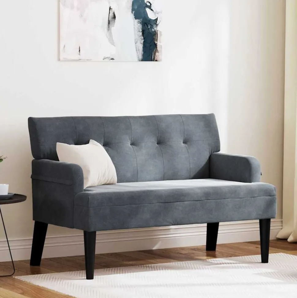 vidaXL Chesterfield Bank Donkergrijs 112 x 65,5 x 75 cm Fluweel