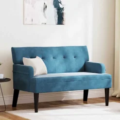 vidaXL Chesterfield Bank Blauw 112 x 65,5 x 75 cm Fluweel