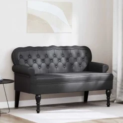 vidaXL Chesterfield Bank Zwart 119,5 x 64,5 x 75 cm Nep Leer