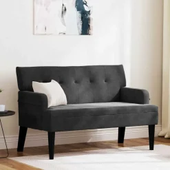 vidaXL Chesterfield Bank Zwart 112 x 65,5 x 75 cm Fluweel