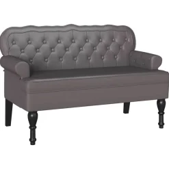 vidaXL Chesterfield Bank Grijs 119,5 x 64,5 x 75 cm Nep Leer