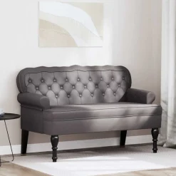 vidaXL Chesterfield Bank Grijs 119,5 x 64,5 x 75 cm Nep Leer