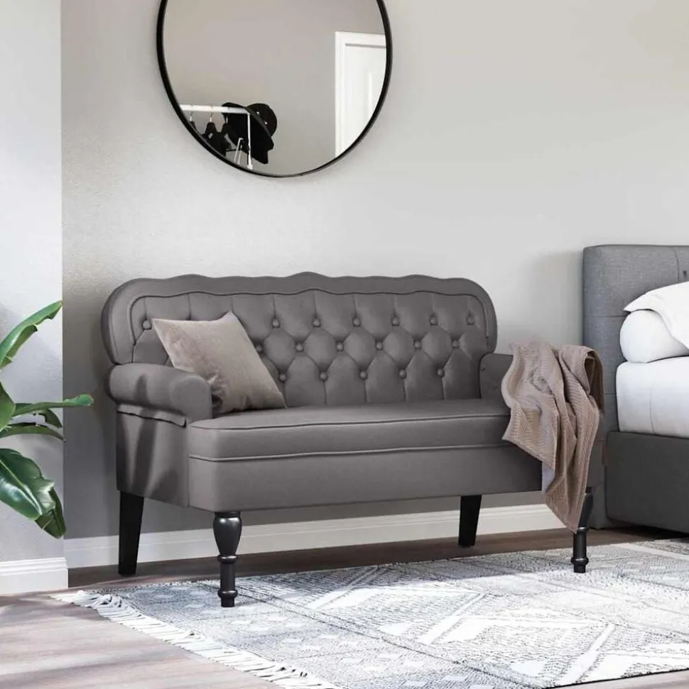 vidaXL Chesterfield Bank Grijs 119,5 x 64,5 x 75 cm Nep Leer