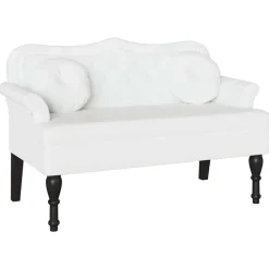 vidaXL Chesterfield Bank met kussen Wit 120,5 x 65 x 75 cm Nep Leer