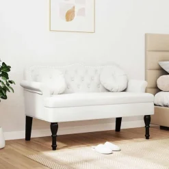vidaXL Chesterfield Bank met kussen Wit 120,5 x 65 x 75 cm Nep Leer
