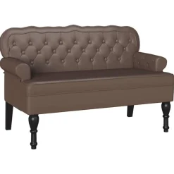 vidaXL Chesterfield Bank Bruin 119,5 x 64,5 x 75 cm Nep Leer