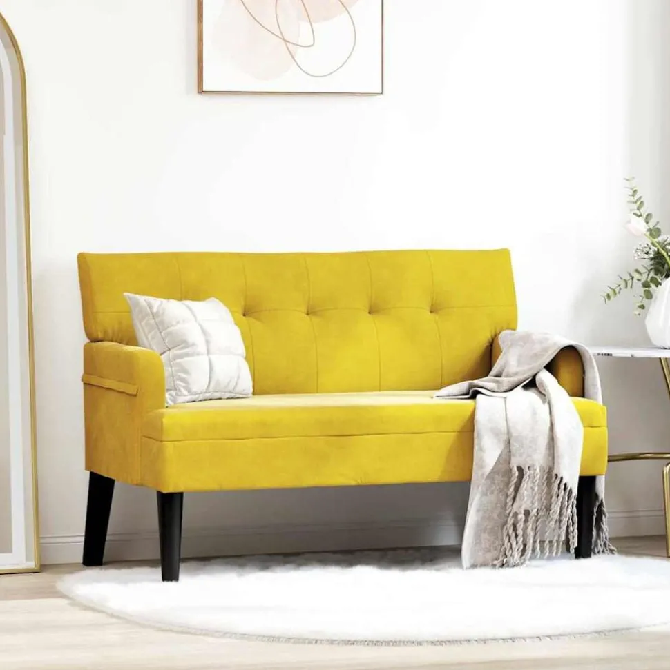 vidaXL Chesterfield Bank Geel 112 x 65,5 x 75 cm Fluweel