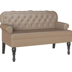 vidaXL Chesterfield Bank Cappuccino 119,5 x 64,5 x 75 cm Nep Leer