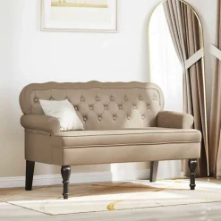 vidaXL Chesterfield Bank Cappuccino 119,5 x 64,5 x 75 cm Nep Leer