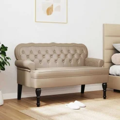 vidaXL Chesterfield Bank Cappuccino 119,5 x 64,5 x 75 cm Nep Leer